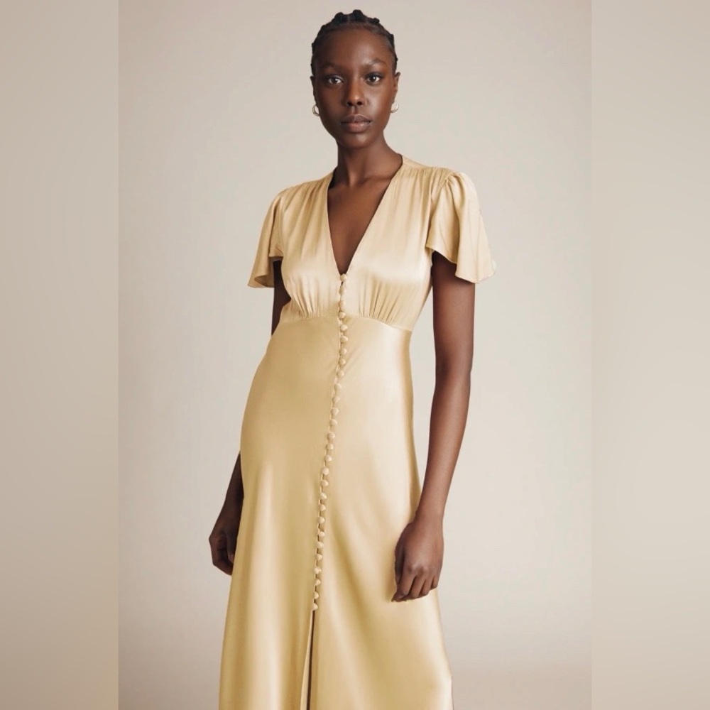 ISO Ghost Delphine dress in yellow